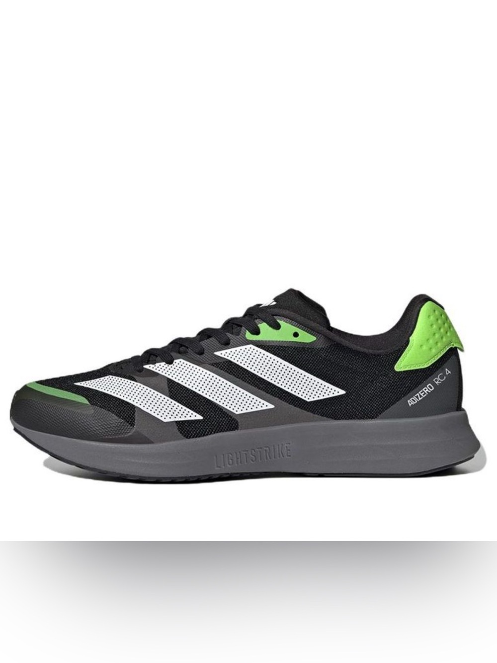 adidas Adizero RC 4 M GX6660 Men’s 8 Black White Solar Green Running Shoes NWT